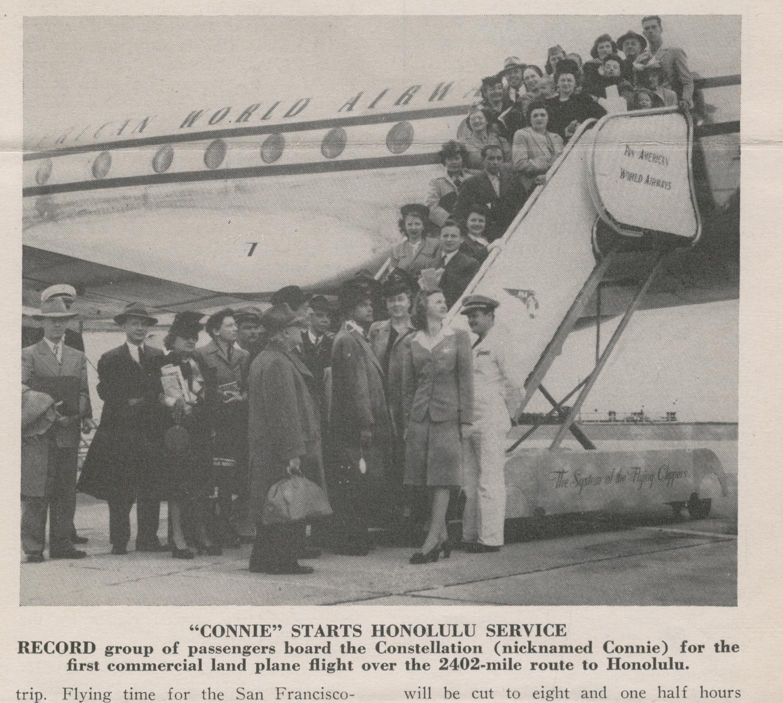 1946 Pan Am's first Constellation service to Honolulu.